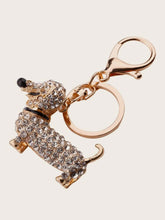 Load image into Gallery viewer, Rhinestone Decor Dachshund Wiener Dog Key Chain Gold
