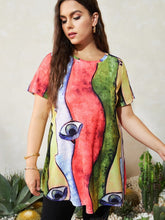 Load image into Gallery viewer, Abstract Plus Eye Top T-Shirt Multicolor
