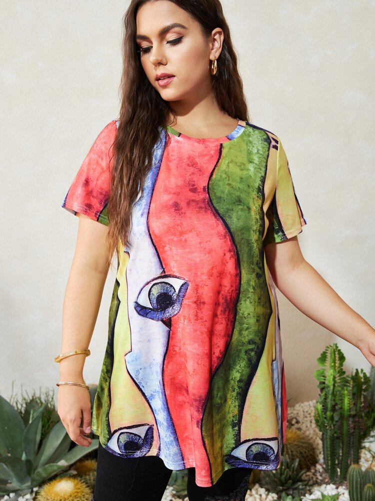 Abstract Plus Eye Top T-Shirt Multicolor