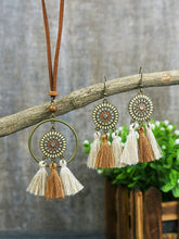 Load image into Gallery viewer, 3pcs Tassel Pendant Jewelry Set Beige Brass
