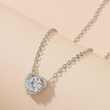 Load image into Gallery viewer, Fashionable White Zircon Love Heart Pendant Necklace Silver
