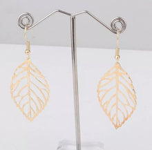 Load image into Gallery viewer, Bohemian Leaf  Halllow Dangle Drop Earrings Gold
