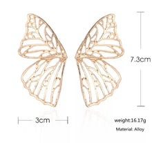 Load image into Gallery viewer, Fashionable Pierced Butterfly Wing Earrings Gold

