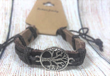 Load image into Gallery viewer, Genuine Leather Urban Bracelet with Silver Tree of Life
