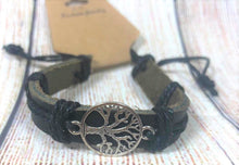 Load image into Gallery viewer, Genuine Leather Urban Bracelet with Silver Tree of Life
