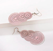 Load image into Gallery viewer, Filigree Mandala Dusty Pink Earrings
