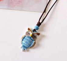 Load image into Gallery viewer, Fashion Ceramic Owl Necklace Blue
