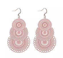 Load image into Gallery viewer, Filigree Mandala Dusty Pink Earrings
