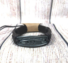 Load image into Gallery viewer, Leather Urban Bracelet with Ancient Silver Feather
