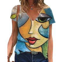 Load image into Gallery viewer, Abstract Picasso Inspired Face Top T-Shirt
