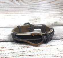 Load image into Gallery viewer, Genuine Leather Urban Bracelet  Fish Hook
