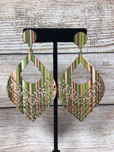 Load image into Gallery viewer, Onion Shaped Fabric Wooden Multi Color Fabric Earrings
