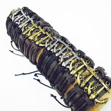 Load image into Gallery viewer, Unisex Urban Leather Bracelet Brass Anchor
