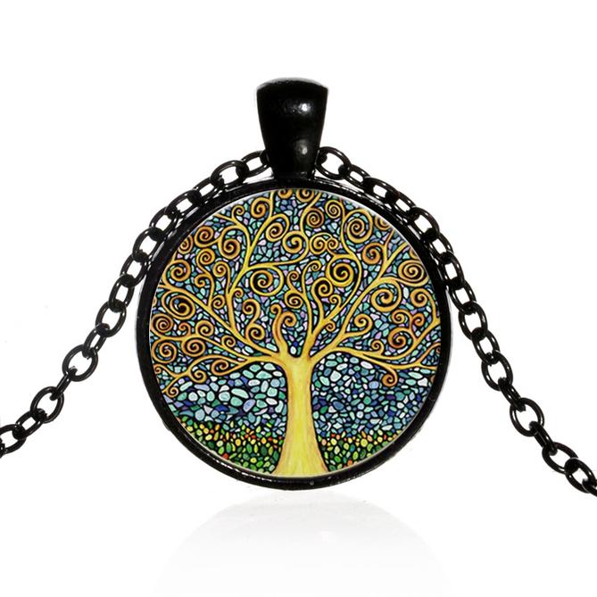 Tree of Life Black Chain  Necklace  20 inch