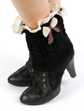 Load image into Gallery viewer, Ankle Boot Leg Warmer Knitted With Lace Black
