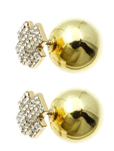 Load image into Gallery viewer, Cross Stud Earrings Double Sided with 1/2 Inch gold Bead
