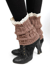 Load image into Gallery viewer, Leg Warmer Knitted With Lace Brown
