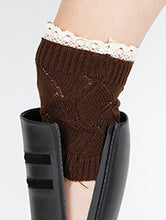 Load image into Gallery viewer, Leg Warmer / Lace Top/ Knitted Dark Brown
