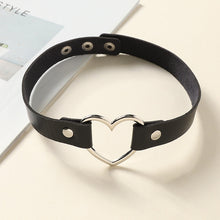 Load image into Gallery viewer, Leather Peach Heart Collar Choker Necklace
