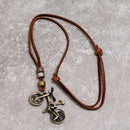 Load image into Gallery viewer, Genuine Leather Unisex Urban Necklace Bike Bicycle Pendant Brass
