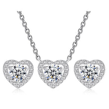 Load image into Gallery viewer, Fashionable White Zircon Love Heart Pendant Necklace Silver
