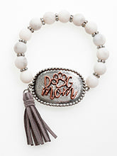 Load image into Gallery viewer, Dog MOM Stretchy Bracelet Gray Copper
