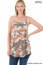 Load image into Gallery viewer, Camouflage Front &amp; Back Reversible Spaghetti Cami Top Almond
