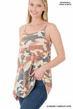 Load image into Gallery viewer, Camouflage Front &amp; Back Reversible Spaghetti Cami Top Almond
