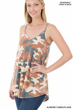 Load image into Gallery viewer, Camouflage Front &amp; Back Reversible Spaghetti Cami Top Almond
