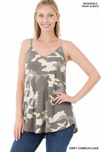 Load image into Gallery viewer, Camouflage Front &amp; Back Reversible Spaghetti Cami Top Gray
