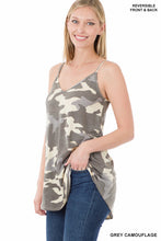 Load image into Gallery viewer, Camouflage Front &amp; Back Reversible Spaghetti Cami Top Gray
