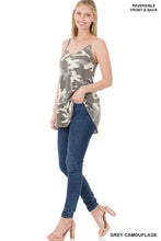 Load image into Gallery viewer, Camouflage Front &amp; Back Reversible Spaghetti Cami Top Gray
