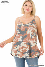 Load image into Gallery viewer, Camouflage Front &amp; Back Reversible Spaghetti Cami Top Almond
