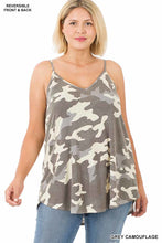 Load image into Gallery viewer, Camouflage Front &amp; Back Reversible Spaghetti Cami Top Gray
