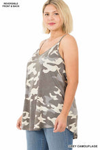 Load image into Gallery viewer, Camouflage Front &amp; Back Reversible Spaghetti Cami Top Gray
