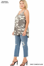 Load image into Gallery viewer, Camouflage Front &amp; Back Reversible Spaghetti Cami Top Gray
