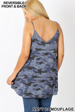 Load image into Gallery viewer, Blue Camouflage Reversible Spagehtti Cami Top
