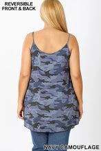 Load image into Gallery viewer, Blue Camouflage Reversible Spagehtti Cami Top
