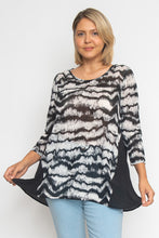 Load image into Gallery viewer, Plus Size black White Chiffon Tunic Top
