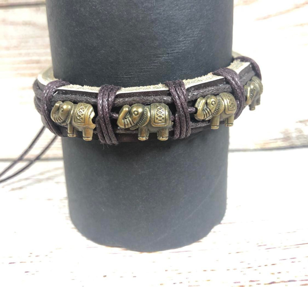 Genuine Leather Urban Bracelet Elephant