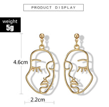 Load image into Gallery viewer, Abstract Human Face  Stud Earring Gold
