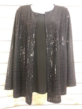 Load image into Gallery viewer, Anne Klein Knit Top Attached Sequin Cardigan
