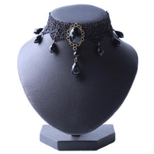 Load image into Gallery viewer, Black Lace Choker Necklaces Crystal Pendant
