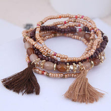 Load image into Gallery viewer, Bohemian Multi Layer Rice Bead Tassel Bracelets
