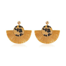 Load image into Gallery viewer, Leopard Print Tassel  FringeEarrings Brown
