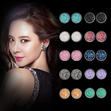 Load image into Gallery viewer, Chic Women Round Ear Stud Stainless Steel Glitter Rhinestone Earring  Ass. Colors

