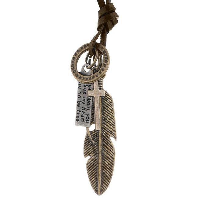 Vintage Feather Pendant Necklace Urban Unisex