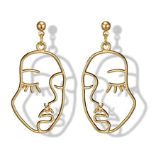 Load image into Gallery viewer, Abstract Human Face  Stud Earring Gold
