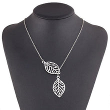 Load image into Gallery viewer, Minimalistic Double Silver Leaves Necklace
