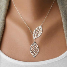 Load image into Gallery viewer, Minimalistic Double Silver Leaves Necklace

